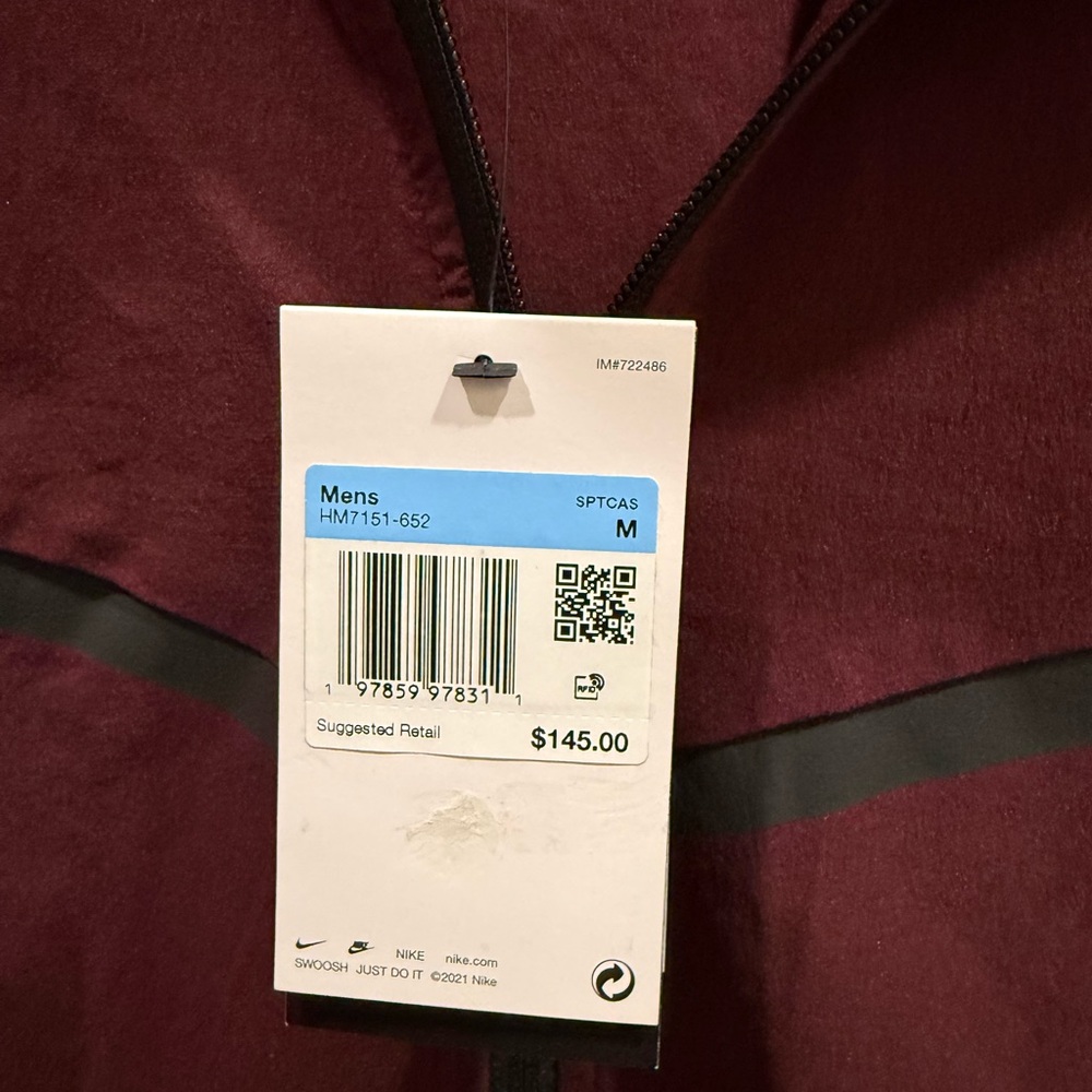 Nike Tech Woven Full Zip Up Windbreaker Jacket Men's Size M Maroon HM7151-652 - Picture 3 of 3
